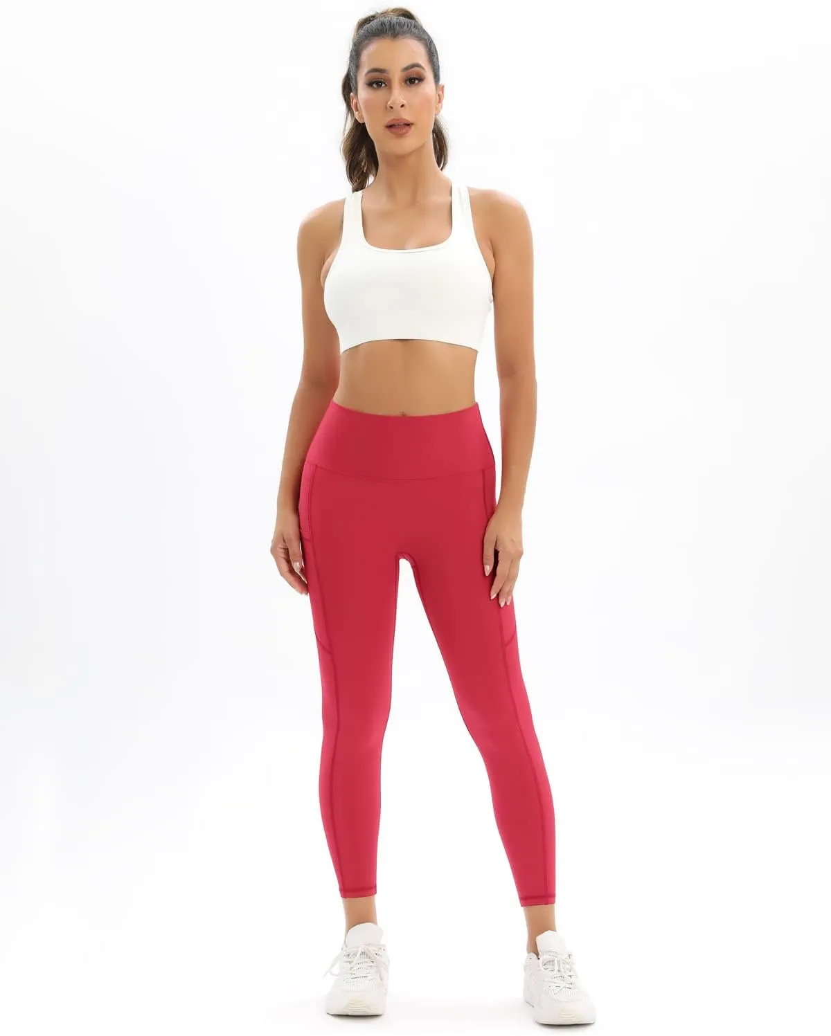 2 Pack Leggings for Women Tummy Control Workout Running Leggings with Pockets High Waisted Yoga Pants