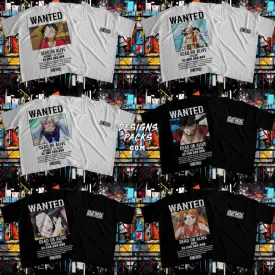 20 One Piece Wanted Streetwear Designs Bundle PNG   PSD