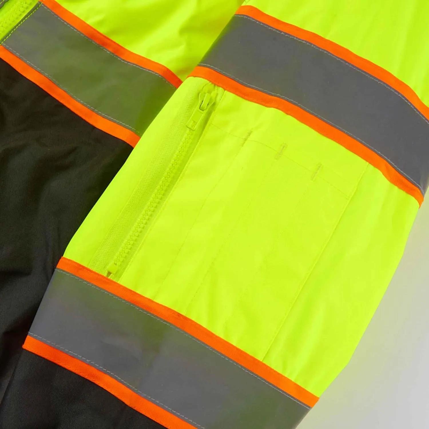 3C SAJ5710, ANSI Class 3, High Vis 3-in-1 Bomber Jacket, Water Resistant, Removable, Reflective, Neon Green w/Blk Bottom