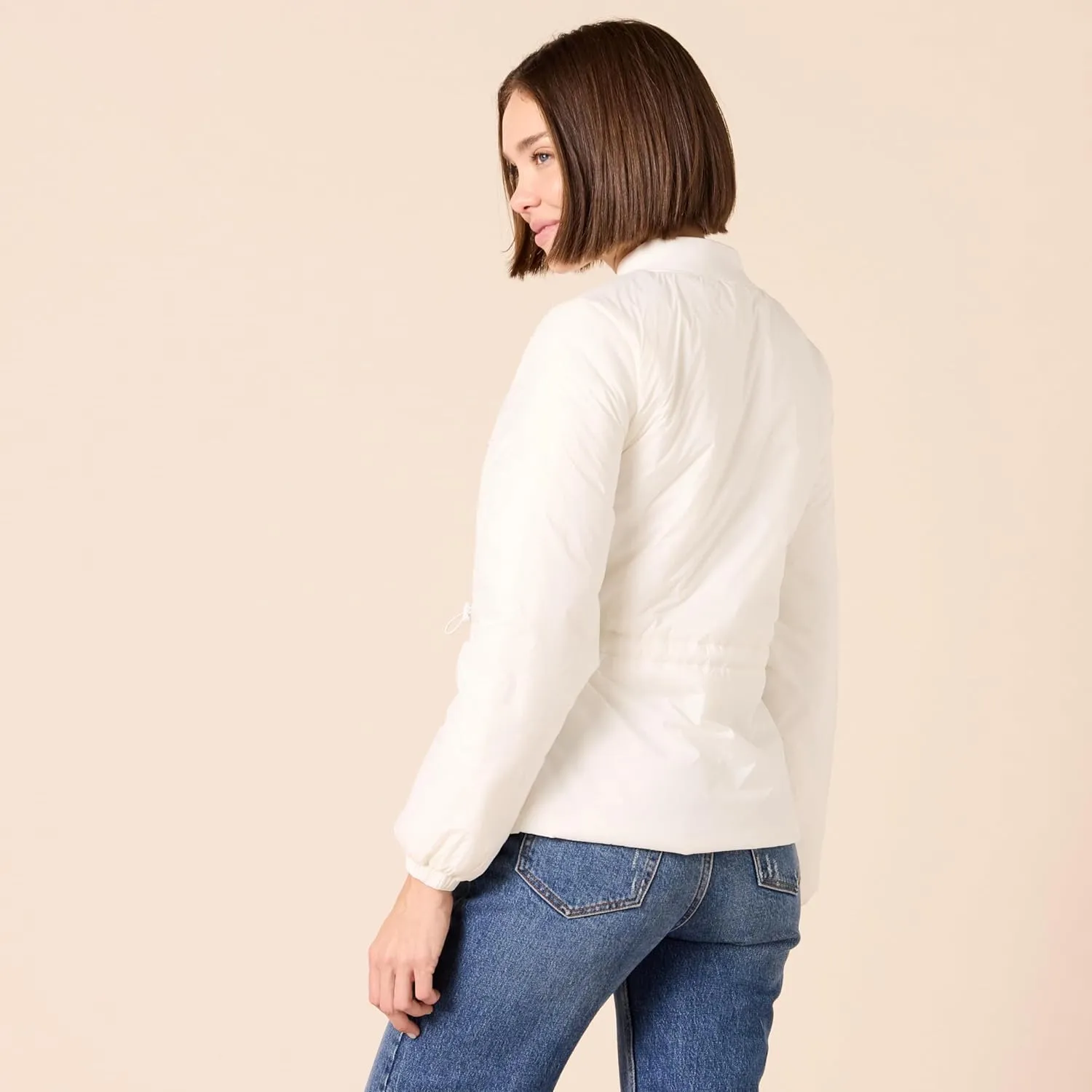Amazon Essentials Women's Waist Padded Bomber Jacket