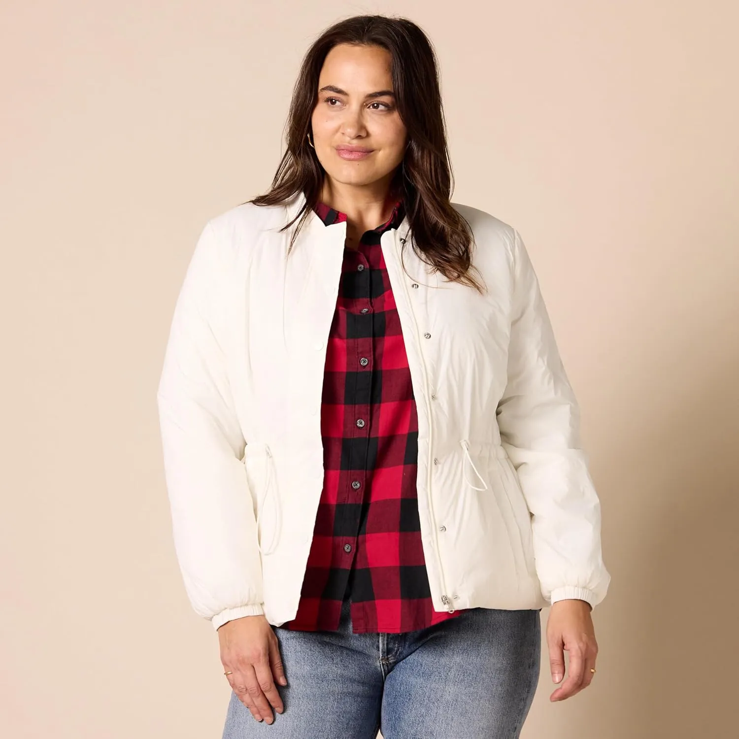 Amazon Essentials Women's Waist Padded Bomber Jacket
