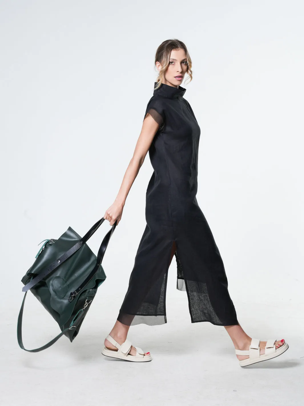 Asymmetrical Linen Dress In Black