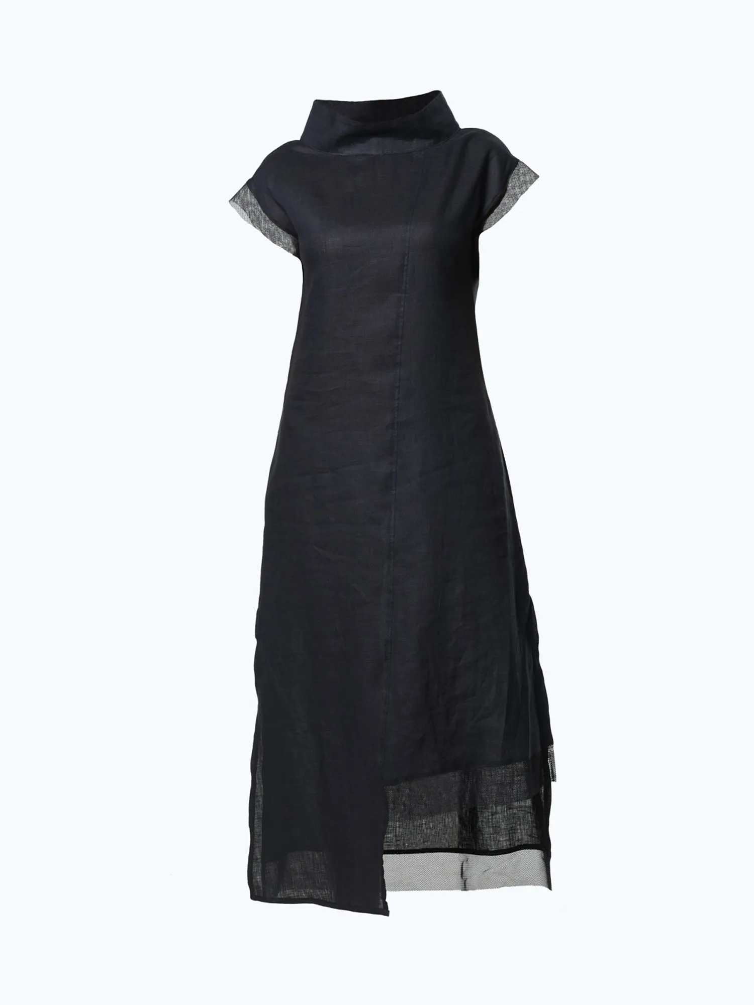 Asymmetrical Linen Dress In Black