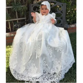 Baby Girl Fancy Embroidered Christening Baptism Dress - Gown