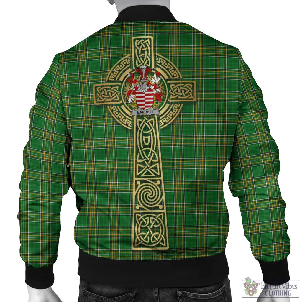 Barrett Irish Clan Tartan Bomber Jacket with Coat of Arms Celtic Tree of Life Style