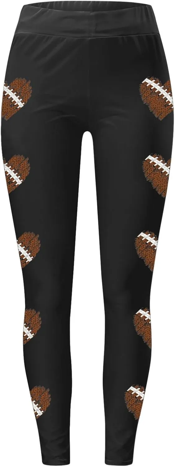 Football Leggings for Women High Waisted Pants for Women Tummy Control Leggings Yoga Pants Soft Buttery Tights