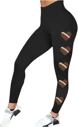 Football Leggings for Women High Waisted Pants for Women Tummy Control Leggings Yoga Pants Soft Buttery Tights