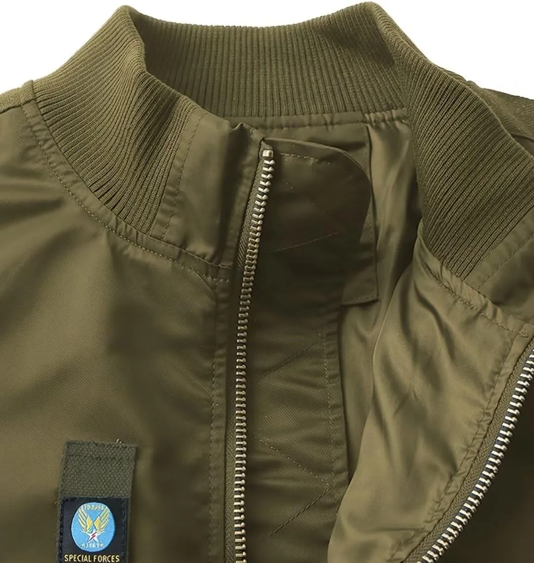 FTIMILD Military Bomber Jacket for Men Casual Windbreaker Jacket Mens Spring and Fall Jacket with Pockets and US Armband