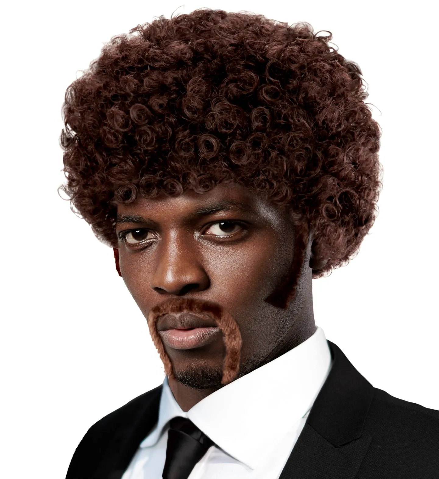 Pulp Afro Wig Moustache and Sideburns