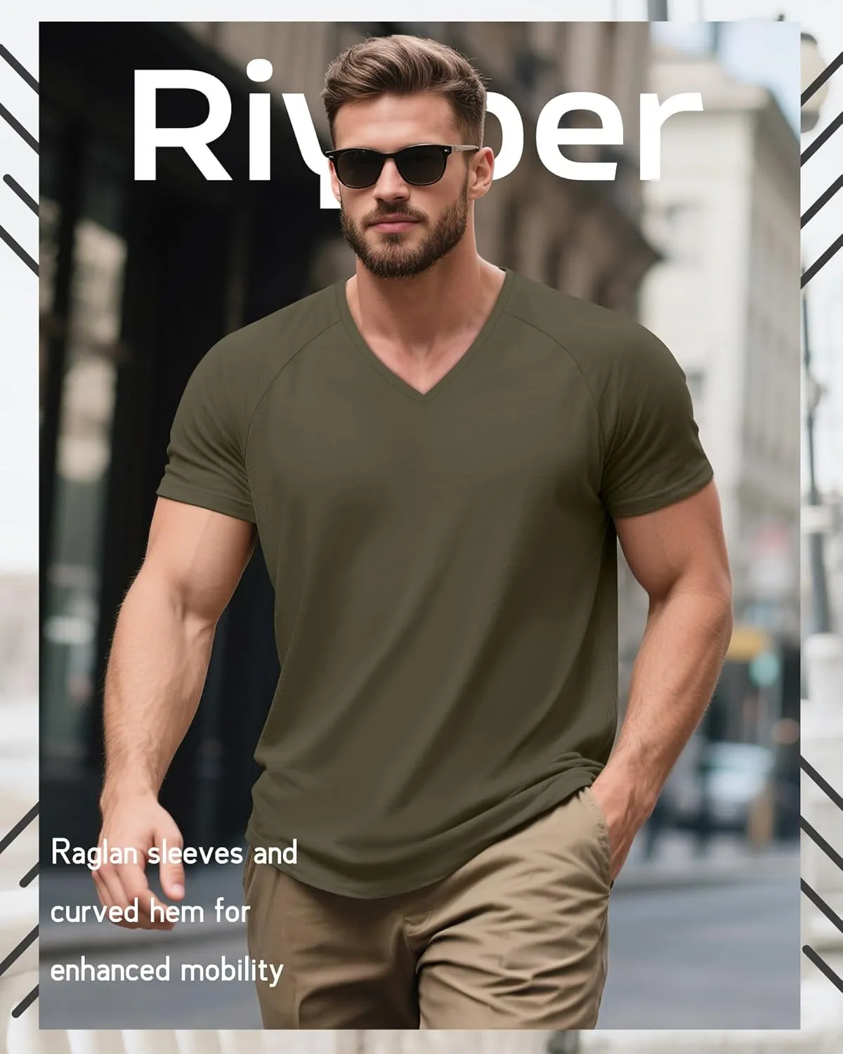 Riyiper 3 Pack Men's Big and Tall T-Shirts V Neck Cotton Short Sleeve Plus Size Tops Raglan Casual Summer Basic Tee Shirts
