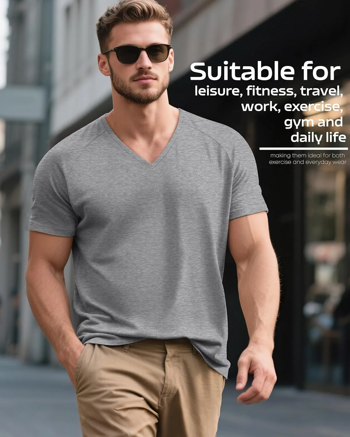 Riyiper 3 Pack Men's Big and Tall T-Shirts V Neck Cotton Short Sleeve Plus Size Tops Raglan Casual Summer Basic Tee Shirts