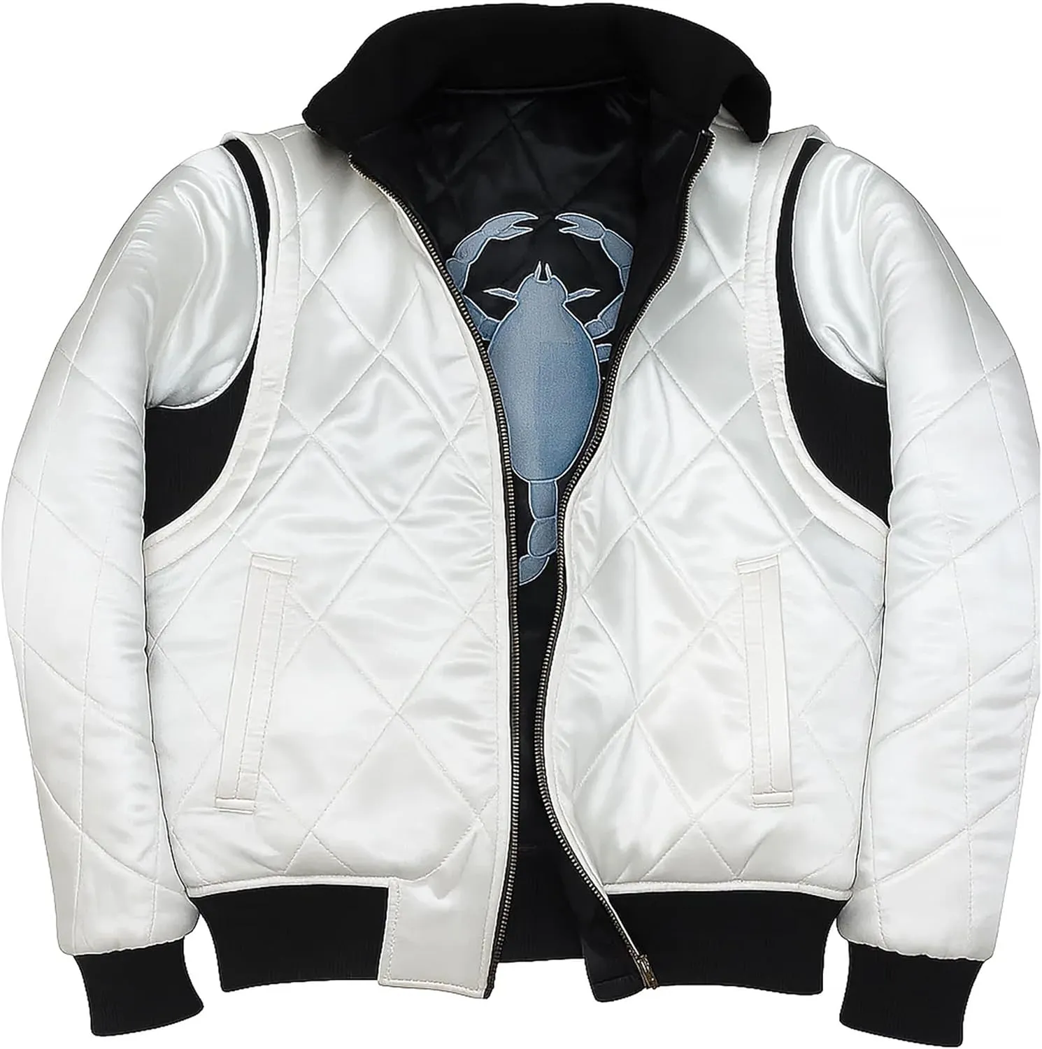 SKY-SELLER Mens Motorcycle Driver Gosling Scorpio Logo Bomber Satin Jacket - Lightweight Jacket For Men