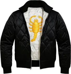 SKY-SELLER Mens Motorcycle Driver Gosling Scorpio Logo Bomber Satin Jacket - Lightweight Jacket For Men