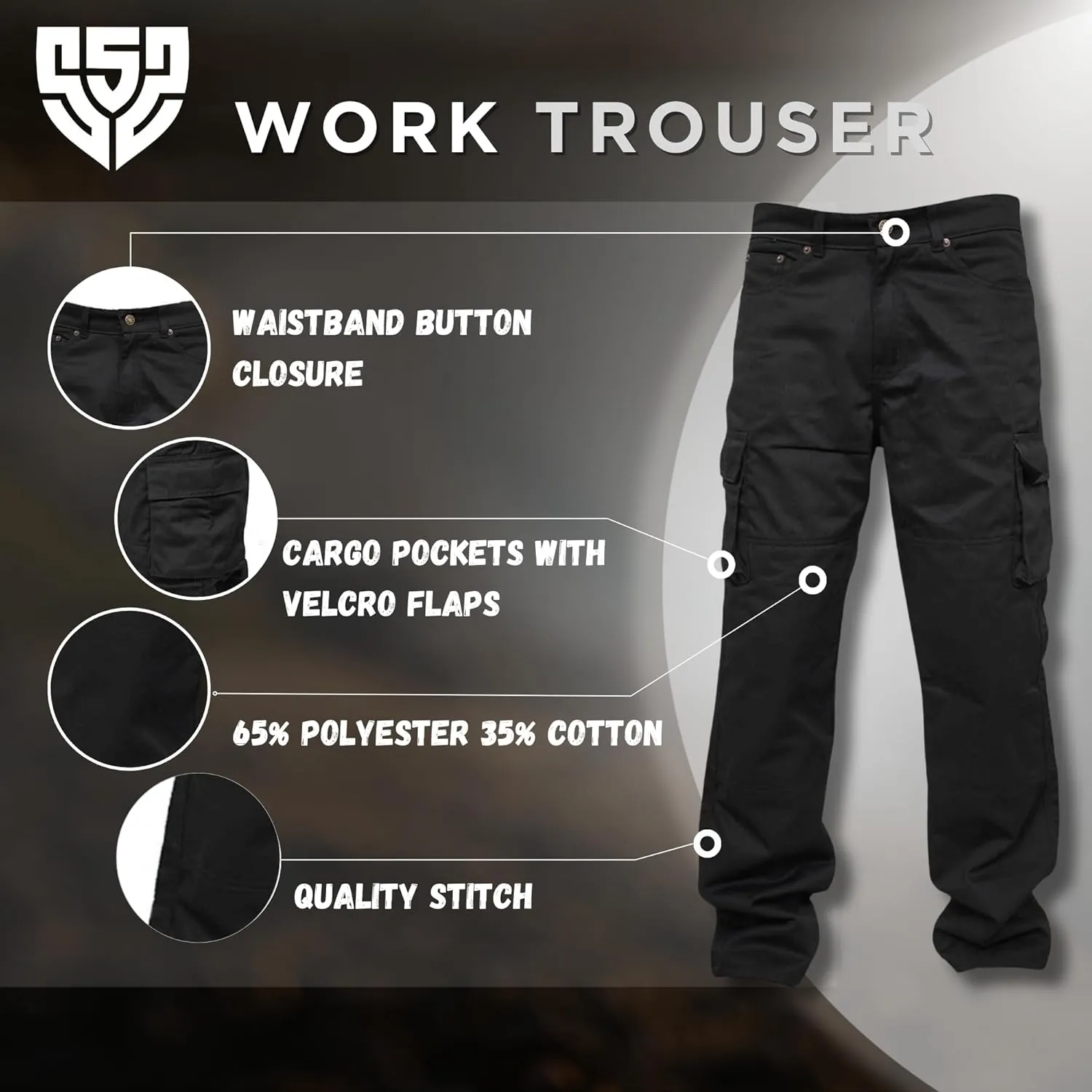 SSS Men's Work Pants-Heavy Duty Combat Cargo Work Pants-Holster Pockets Relaxed Fit Tactical Pants- Hiking Pants for Men