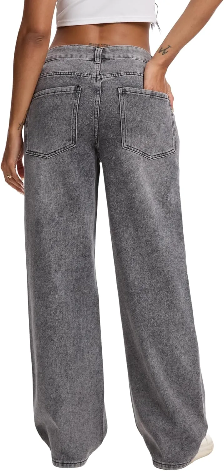 Straight Leg Jeans for Women Casual Washed Vintage Loose Fit Boyfriend Baggy Denim Pants