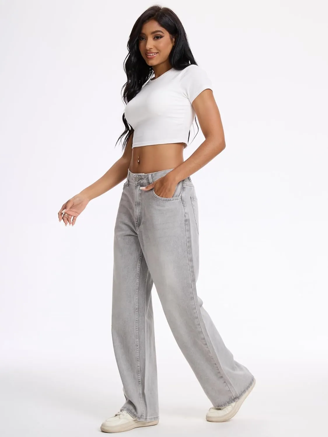 Straight Leg Jeans for Women Casual Washed Vintage Loose Fit Boyfriend Baggy Denim Pants