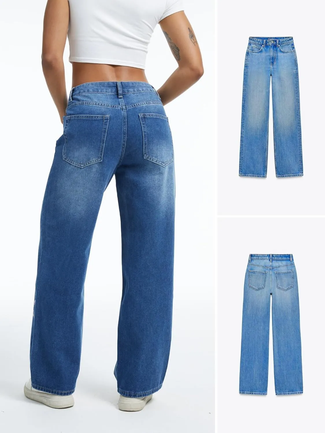 Straight Leg Jeans for Women Casual Washed Vintage Loose Fit Boyfriend Baggy Denim Pants