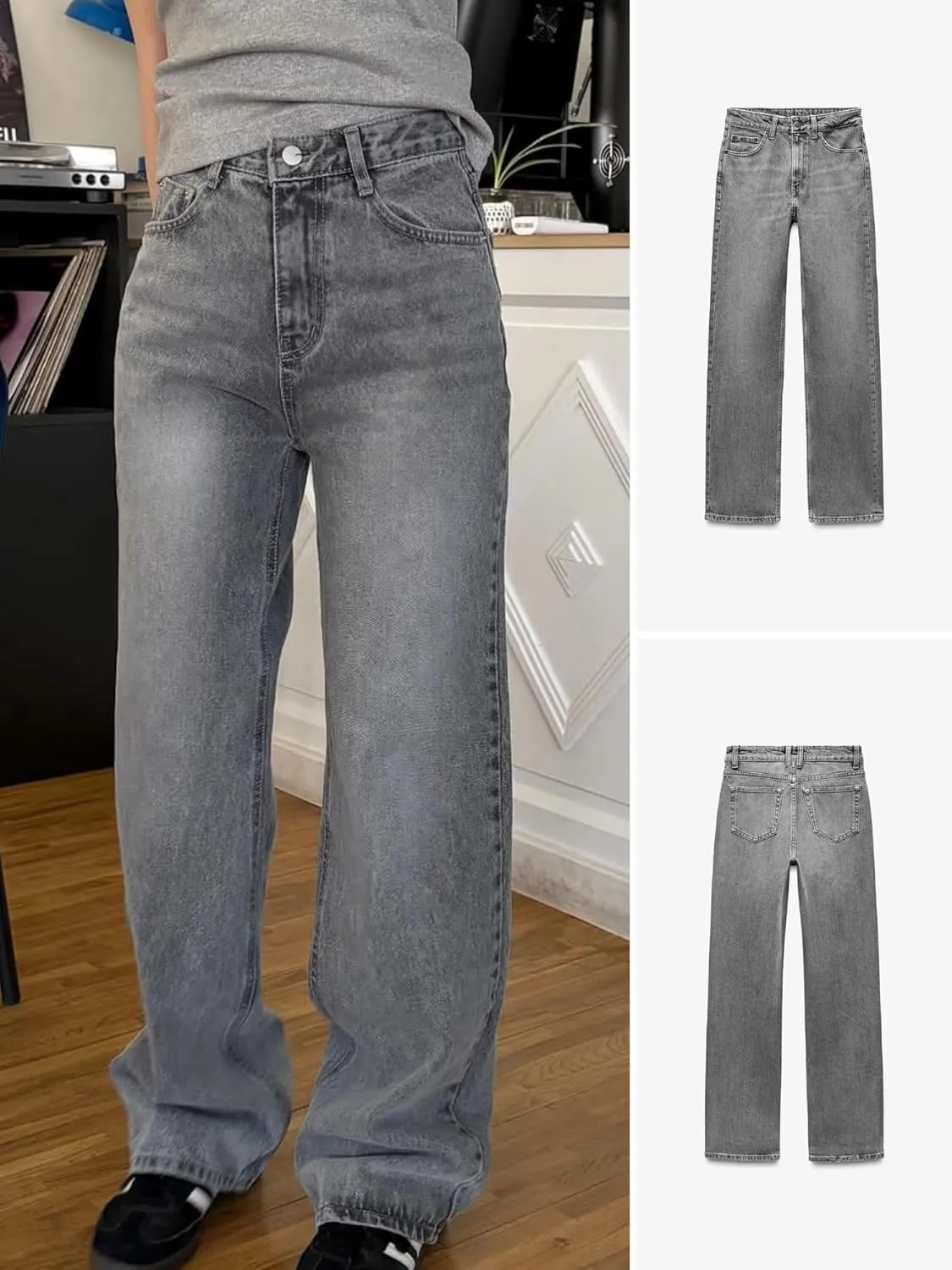 Straight Leg Jeans for Women Casual Washed Vintage Loose Fit Boyfriend Baggy Denim Pants