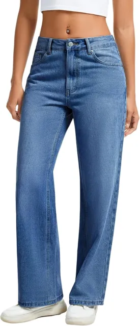 Straight Leg Jeans for Women Casual Washed Vintage Loose Fit Boyfriend Baggy Denim Pants