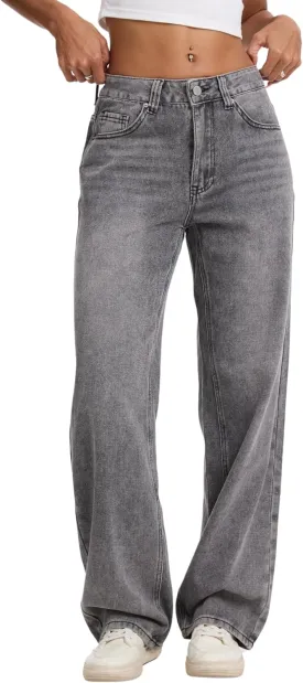 Straight Leg Jeans for Women Casual Washed Vintage Loose Fit Boyfriend Baggy Denim Pants