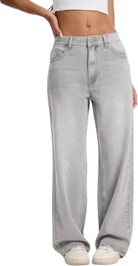 Straight Leg Jeans for Women Casual Washed Vintage Loose Fit Boyfriend Baggy Denim Pants