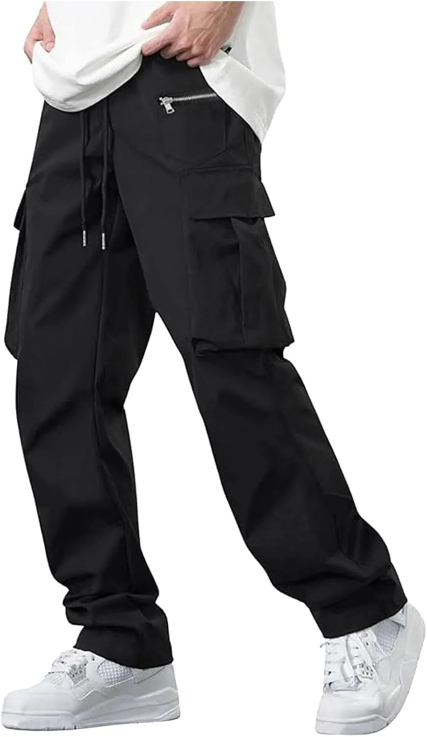 Sweatpants for Men Baggy Cargo Pants with Pockets Cotton Hiking Jogger Pants Casual Athletic Sports Outdoor Trousers