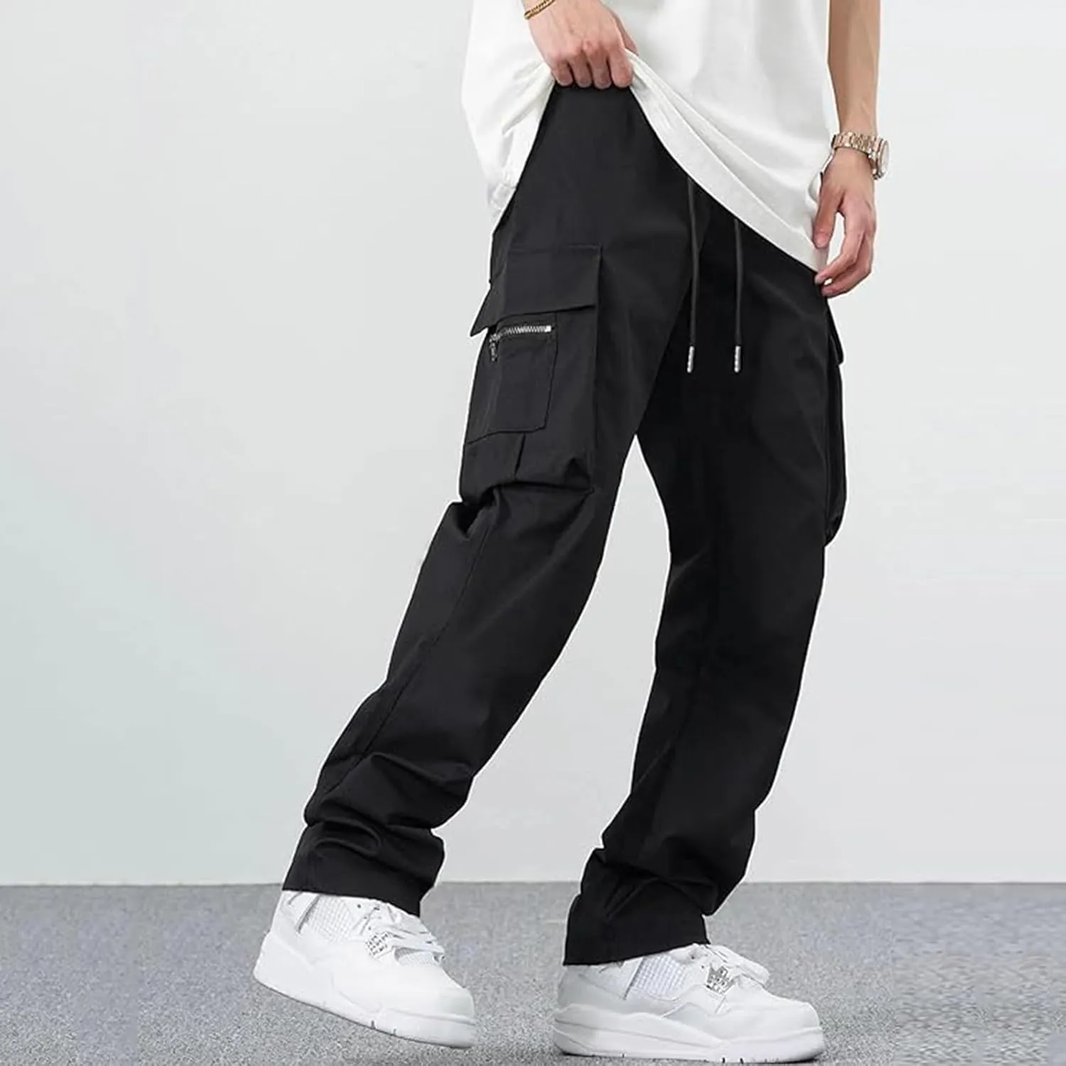Sweatpants for Men Baggy Cargo Pants with Pockets Cotton Hiking Jogger Pants Casual Athletic Sports Outdoor Trousers