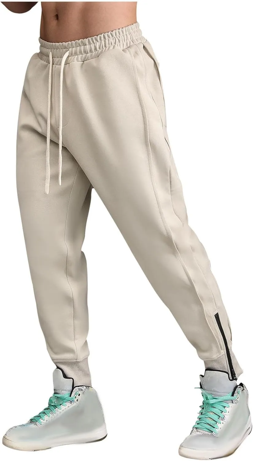 Sweatpants for Men Tapered Pants Casual Trousers Elastic Waist Drawstring Bottoms Outdoor Running Pants Walking Trouser
