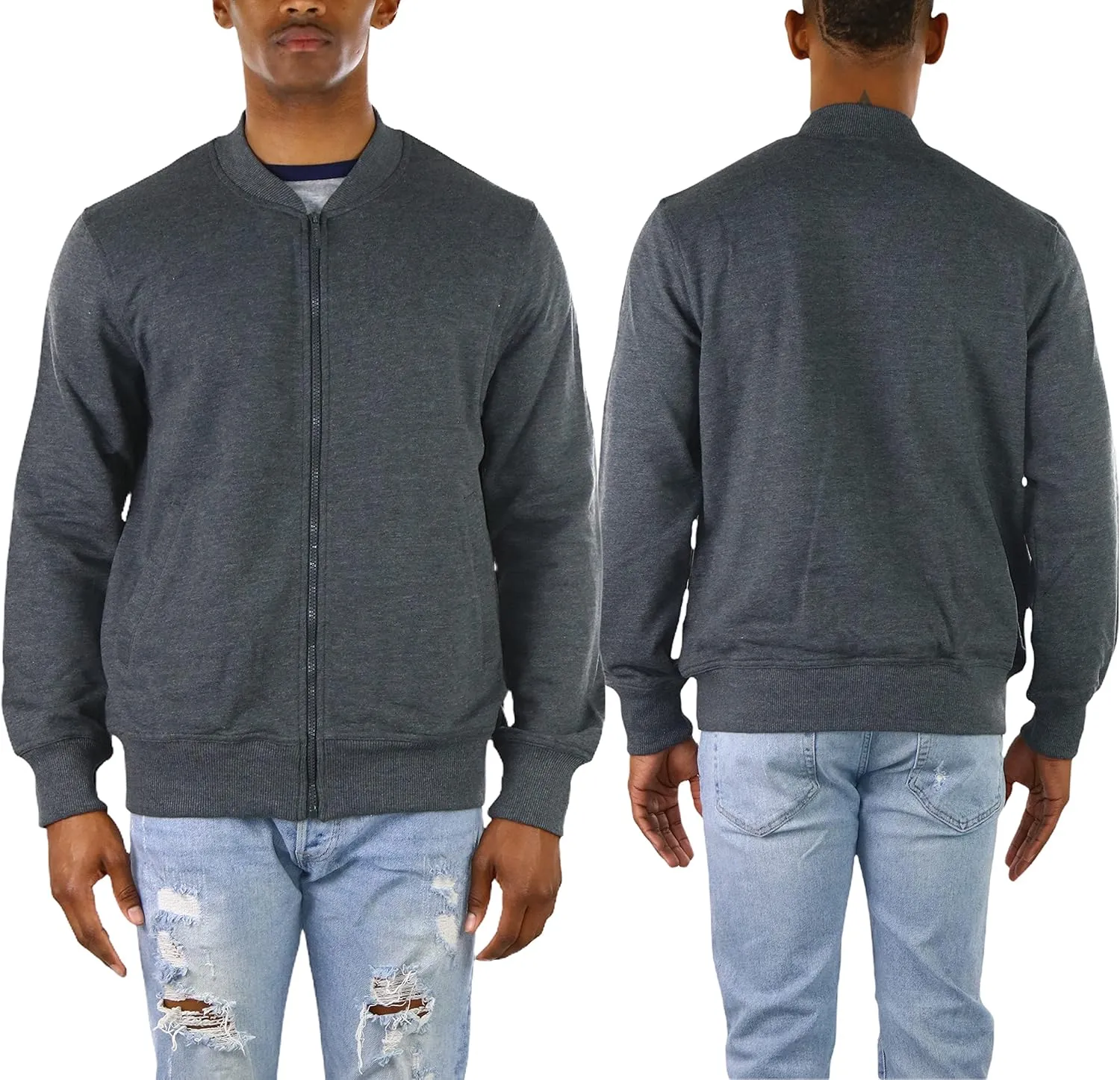 ToBeInStyle Men's Year Round Timelessly Classic Terry Bomber Jacket