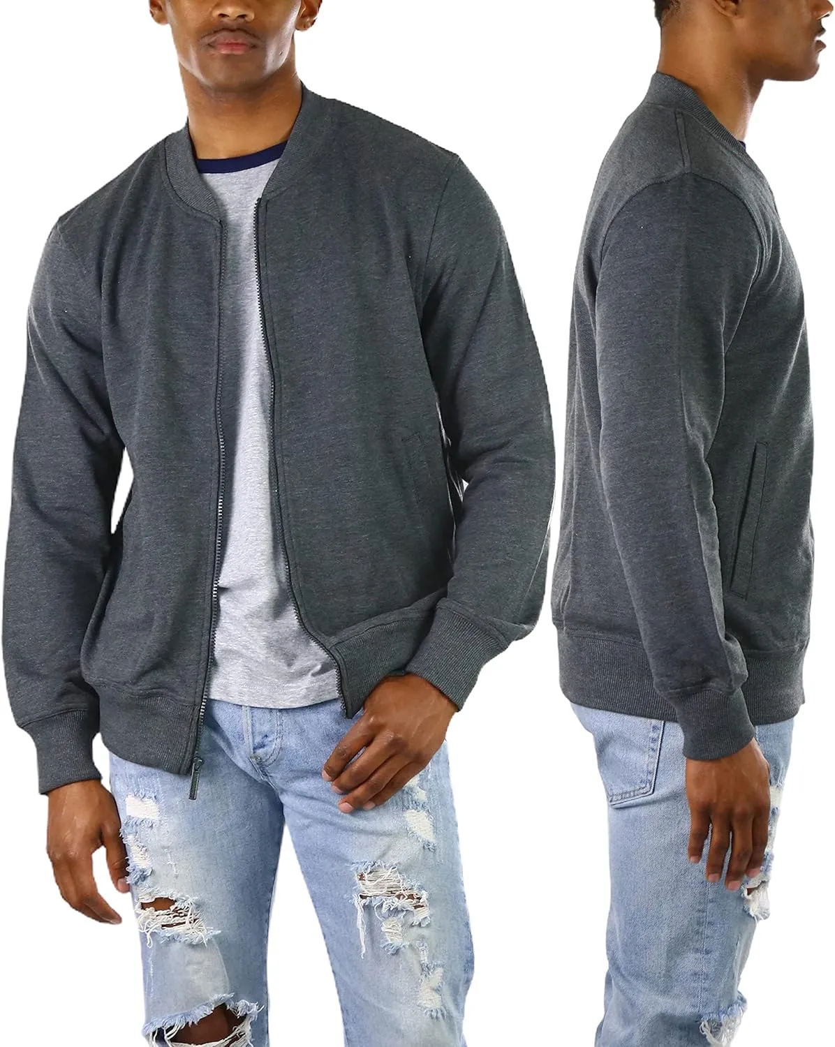 ToBeInStyle Men's Year Round Timelessly Classic Terry Bomber Jacket