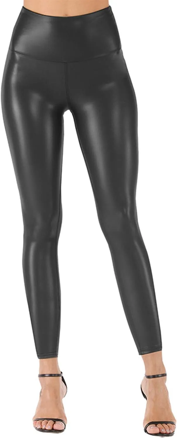 Tulucky Stretchy High Waisted Tights Faux Leather Leggings Pants for Women Regular - Plus Size
