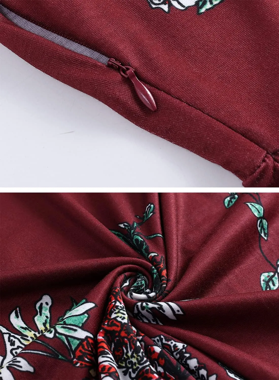 Women's Elegant Vintage 50s Office Casual Floral Print Work Party A-Line Swing Dress with Pockets 162