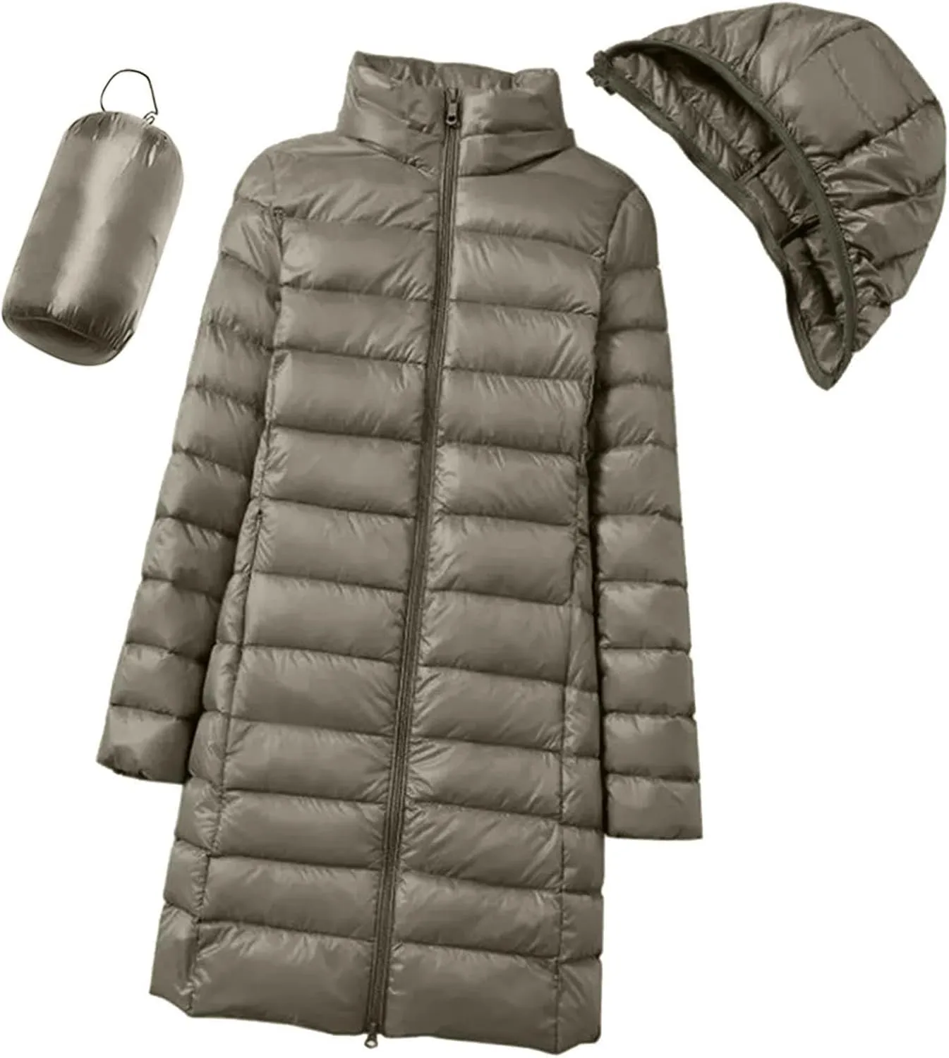 Women's Hooded Packable Puffer Jackets Winter Lightweight Warm Down Coats Trendy Slim Fit Windproof Duck Down Outwear