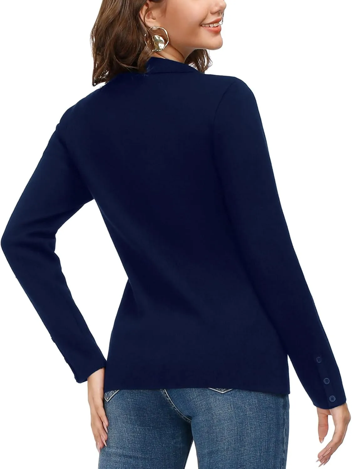 Women's Long Sleeve Casual Blazer Work Office Bussiness Jacket with Pocket