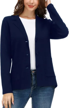 Women's Long Sleeve Casual Blazer Work Office Bussiness Jacket with Pocket