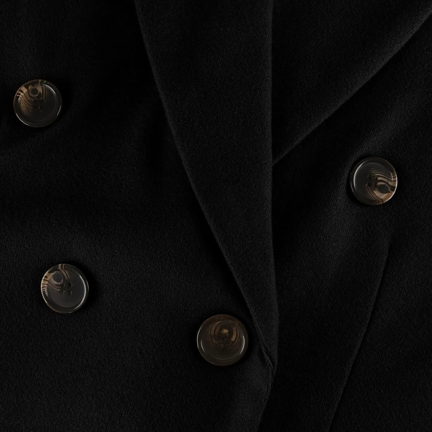 Womens Notched Lapel Collar Double Breasted Pea Coat Trendy Long Trench Coats Winter Wool Fleece Jacket