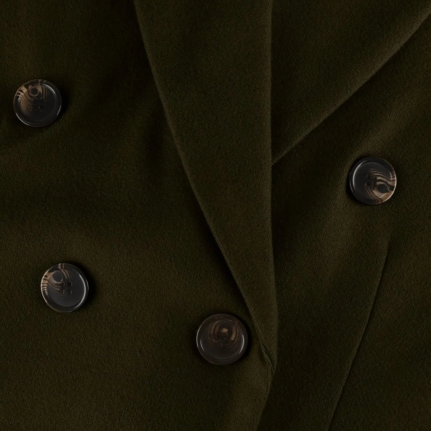 Womens Notched Lapel Collar Double Breasted Pea Coat Trendy Long Trench Coats Winter Wool Fleece Jacket