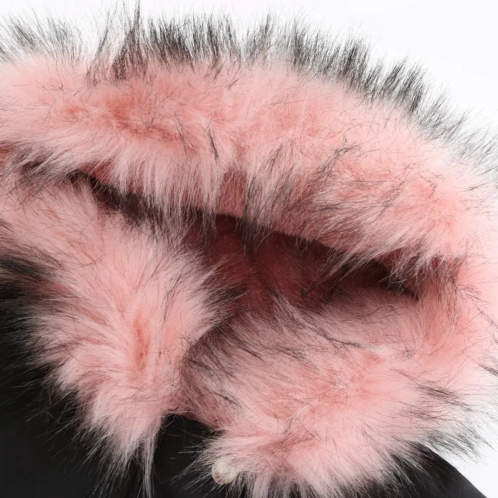 Women's Winter Sherpa Lined Faux Fur Hooded Jacket Mid Long Safari Parka Coat Thickened Windproof Outwear with Pockets