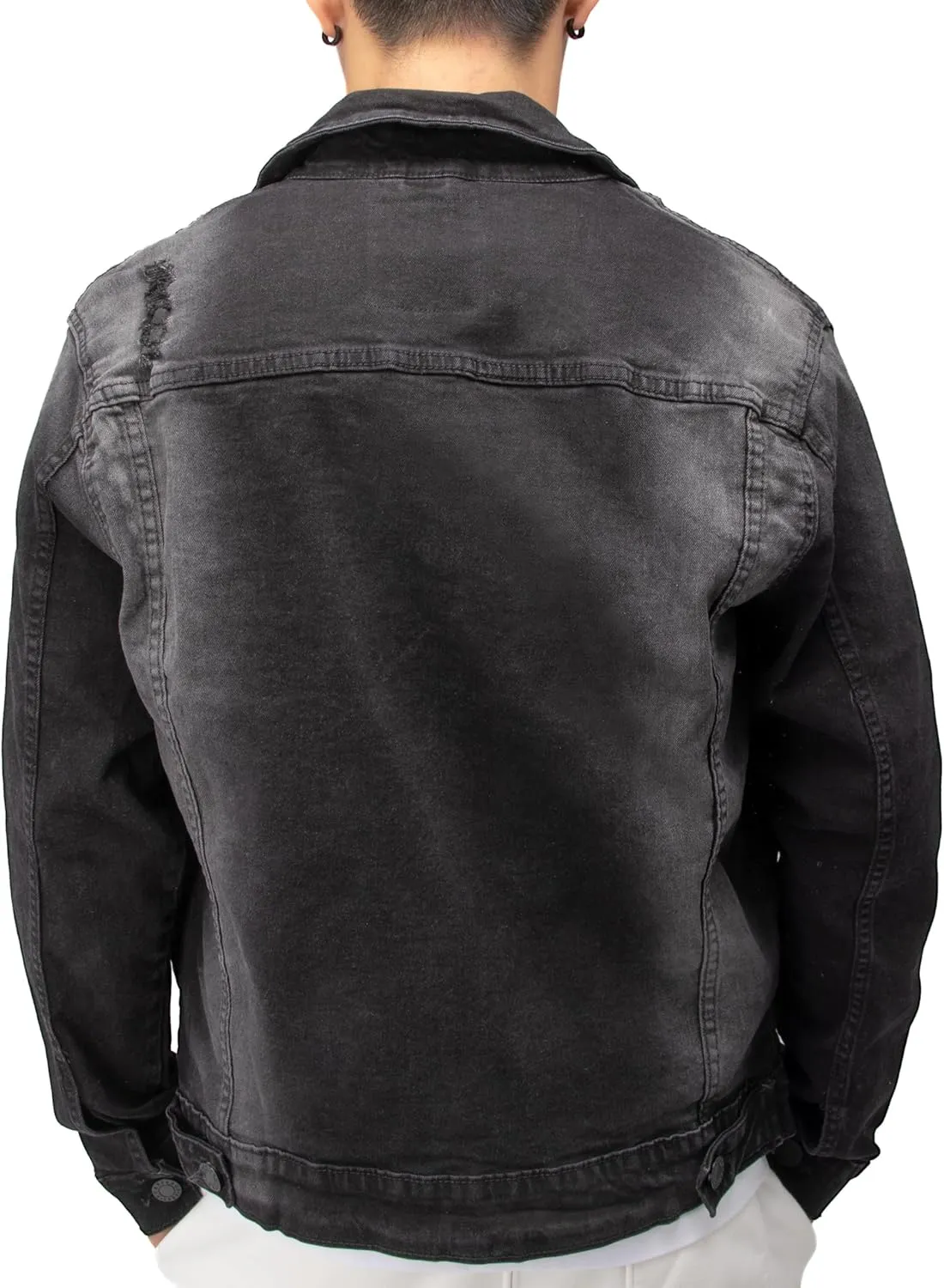 X RAY Mens Denim Jacket, Washed Ripped Distressed Flex Stretch Casual Trucker Biker Jeans Jacket for Men